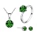 Produktbild Schmuckset Silber 925 Damen Kries Ohrringe halskette Ringe AAA Zirkonia Blau Glitter Schmuck set,Mode Einfache Bandring Kette Ohrstecker Schmucksets für Frauen Mädchen Geschenke-Grün (# 9)