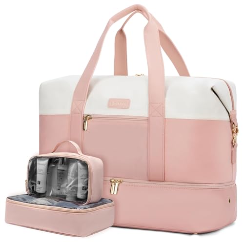 LOVEVOOK Weekender Bag for Women, Large Duffle Bag for Travel with 2 Packing Cubes, Carry on Overnight Bag with Shoe Compartment, Mom Hospital Bags for Labor and Delivery