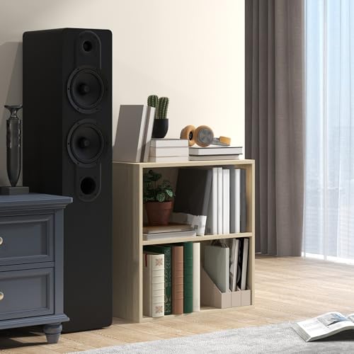 Étagère 2 Niveaux Réglable 60 cm Bois Naturel HOMCOM