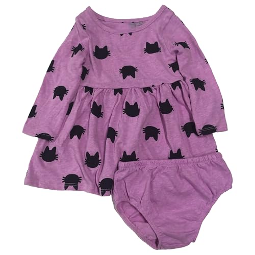 Infant Girls Purple & Black Kitty Cat Halloween Baby Dress 18 Months