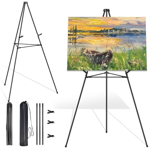 STANDNEE Staffelei-Ständer für Schilder, Bilderständer für Display, Fotoständer, Bodenstativ, schwarze Staffelei mit Stützstangen, Willkommensbrett-Ständer für Hochzeit, Poster