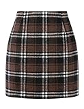 IDEALSANXUN Womens High Waist Plaid Skirt Bodycon Pencil Wool Mini Skirts(Coffee, S)