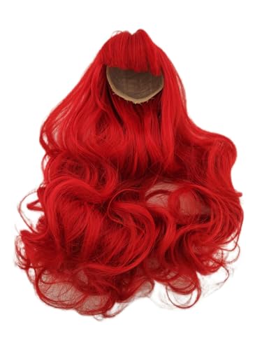 1/3 bjd wig head circumference 8-9inch(22-24cm) high temperature fiber curly red hair with straight bangs