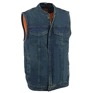 Milwaukee Leather Men’s Classic Club Style Premium Denim Motorcycle Biker Vests MDM