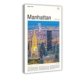 Póster de lienzo de Manhattan Skyline New York NYC, decoración de dormitorio, paisaje, oficina, habitación, regalo, 40 x 60 cm