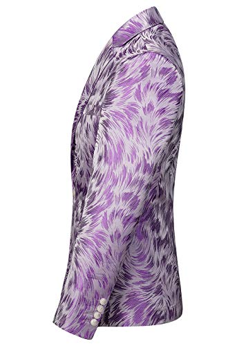 Uninukoo Mens Casual Floral Blazer Dress Slim Fit Prom Party Paisley Suit Jacket For Men Us Size 40 Light Purple #TOP1