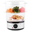 OVENTE 2 Tier Electric Food Steamer for Cooking Vegetables Stainless Steel Base Stackable and Dishwasher Safe Baskets 400W with Auto Shutoff and 60 Minute Timer 5 Quart Capacity Silver FS62S