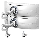 Dual Monitor-Arm Heavy-Duty for 17-49-inch Screens - Vertical Stacked Dual Monitor Mount Stand for Ultrawide Screens up to 44lbs, Aluminum,Full Motion, VESA 75/100 mm, White