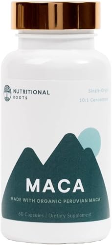 Cápsulas de raíz de maca Maca peruana 10x  Fabricado con polvo de maca orgánico (Lepidum meyennii)  Concentración 101  Origen único  Vegano