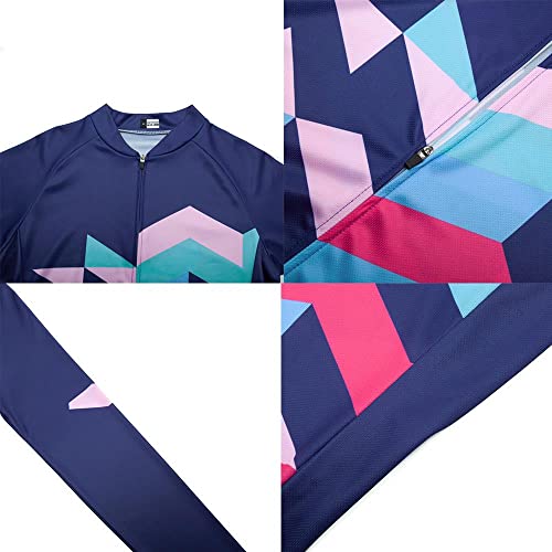 Conjunto de roupas femininas de ciclismo de manga comprida para ciclismo e calça de ciclismo com enc