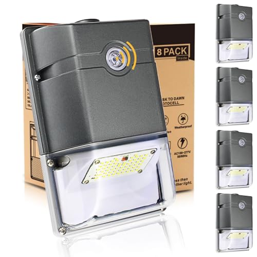 HiBay 4-Pack 35W Dusk to Dawn LED Wall Pack Lights IP65 Outdoor Porch Light Fixtures with Photocell Sensor, 5000K Daylight 4750LM Eqv.150-250W HPS/HID, AC 100-277V 4 Packs