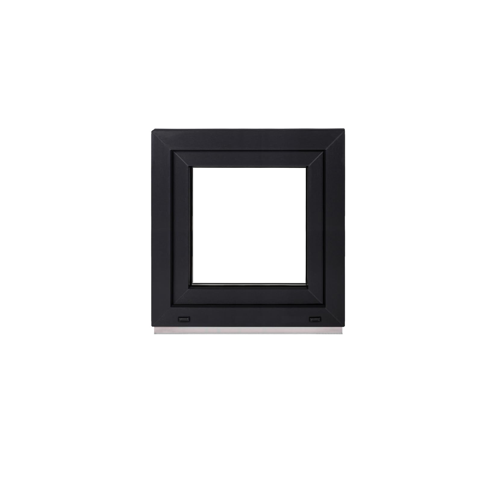 Framex Finestra per seminterrato in plastica, interno bianco/esterno antracite, larghezza x altezza 60 x 60 cm (600 x 600 mm), 3 scomparti (32 mm), ribaltabile e girevole, DIN destra