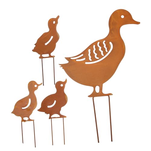 DIYEAH Ornamento da Giardino in Metallo Forma di Anatra Cavo Segnaletica Decorativa per Prato e Giardino Esterno Statua Ornamentale per Cortile e Patio