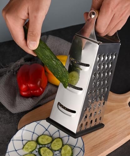 Rallador de 4 caras con mango de madera y acero inoxidable miniatura 6