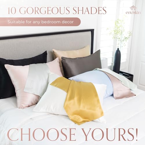 Image of 100% Mulberry Silk Pillowcase Infused with Silver Ions - Pure 30 Momme Grade 6A Fibers for Beautiful Skin and Hair - Cooling Pillow Case Protector with Zipper (Standard) Pink Color