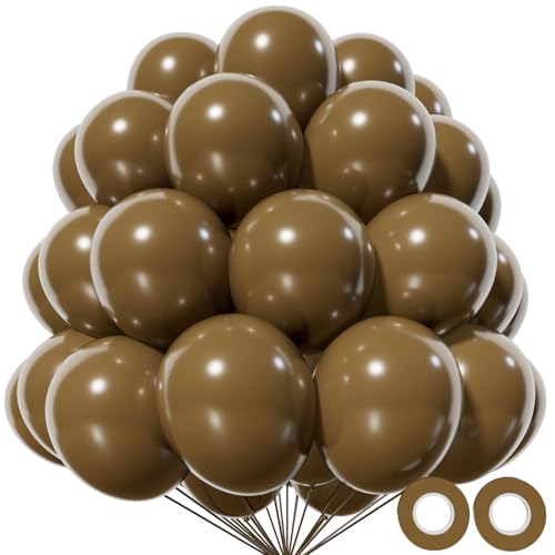 Image of Brown Balloon 12 Inch, 110pcs Latex Party Balloons Helium Bright Color for Birthday Baby Shower Wedding Party Supplies Arch Garland Decoration