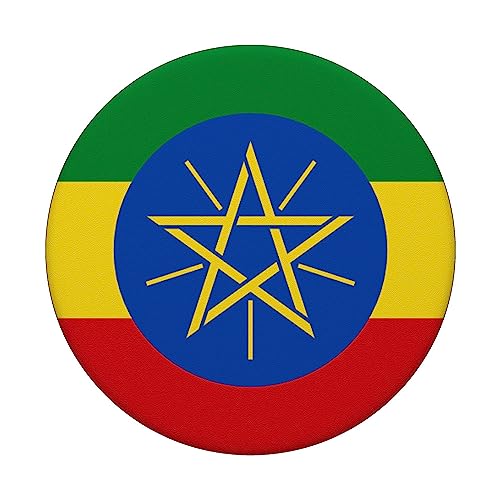 Ethiopia Ethiopian Flag PopSockets Swappable PopGrip, Black - Image 3