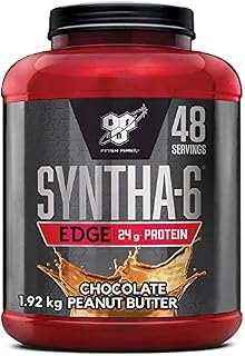 BSN Nutrition Protein Powder Syntha 6 Edge Low Carb and Sugar Whey Protein Shake with Whey Protein Isolate, Micellar Casein, Glutamine and Amino Acids, Chocolate Peanut Butter, 48 Servings, 1.92 kg