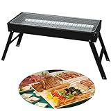 Clianle Foldable Portable Charcoal Grill, Barbecue Grill, Small Tabletop BBQ Grill for Outdoor Camping Cooking Travel Party (PackageA)