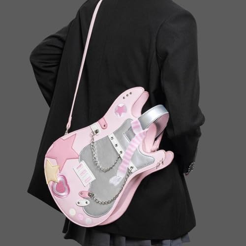 Sac à dos rose forme guitare idéal pour les sorties entre amies et le style Y2K