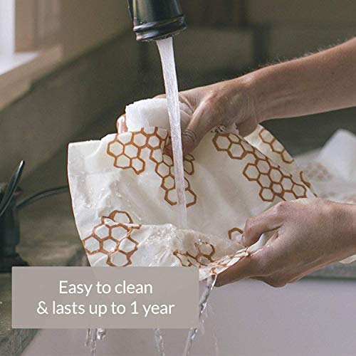 Bee’s Wrap – Assorted Set of 3 – Certified B Corporation – No Synthetic Wax or Chemicals – Holds for Up to a Year – Sustainable and Reusable Beeswax Food Wraps with Jojoba Oil – 3 Sizes (S, M, L)