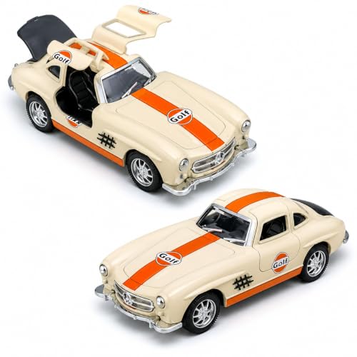 Image of 1:36 Scale Die Cast Mercedez-Benz Alloy Car Toy | Openable Doors | Rubber Tyres | Rear Wheel Pull-Back | Metal Body Model Car | Gulf Racing Edition | Collectible Vehicle for Kids & Adults