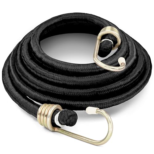 72-Inch Long Bungee Cords Heavy Duty Bungee Straps with Durable Metal Hooks for Bikes Camping Outdoors Great for Tie Downs and Secure Your Cargo (Black 3 Pack)
