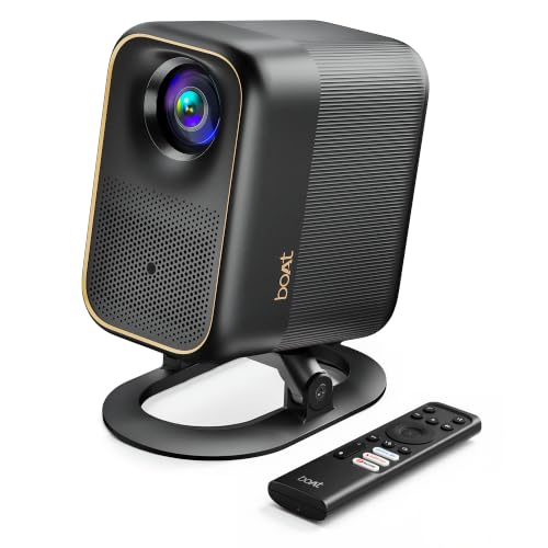 boAt Cinehead F1 Pro Portable Projector, Google TV Official Certified Apps, 4K Ultra HD, Ultra Bright 500 ANSI Lumens,10W Dolby Speakers, Fully Automatic 1080p Home Theatre Projector (Celestial Black) - Image 2