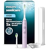Brosse à dents électrique sonique Philips Sonicare série 4000 – capteur de pression, 4 réglages, fonction EasyStart, SmarTimer, 21 jours d’autonomie, coloris lilas, modèle HX4042/47, [Nouveau]