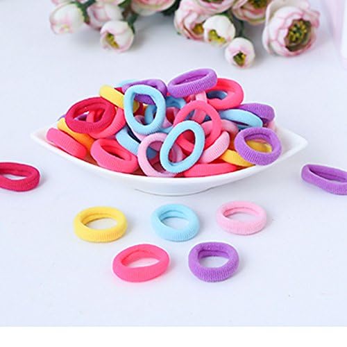 SINGARO Baby Hair Ties for Girls and Kids Soft Premium Cotton Mini Hair Elastic Rubber Bands Stretchable No Damage Non-Slip Small Ponytail Holder Tiny Hairband (100 pcs) 3