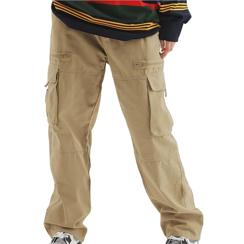 Men's Baggy Workout Cargo Pants Loose Y2K Casual Hiking Pants with Multi Pockets Camping Running Straight Trousers