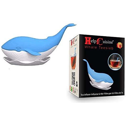 HelpCuisine® Tee-Ei Teesieb Filter Diffusor Tee-Leck süßes Wal Modernes Design aus hochwertigem Silikon 100% BPA frei Cover