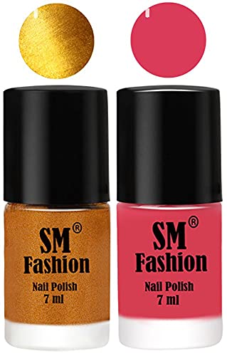 Image of Long Lasting Nail Polish | Nail Paint Combo 7 ml Each) - Set of 2 Golden-Rose