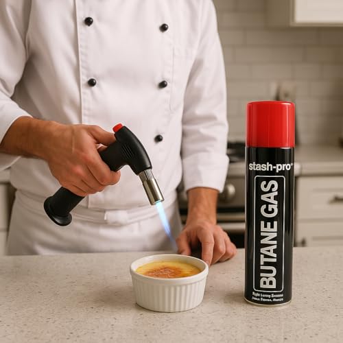 Image of Stash-Pro Butane Gas Refill 305ml - High Purity Universal Fuel for Kitchen Torch, Camping Stove & Multi-Purpose Use Pack of 6