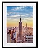 Frame Amo 22x28 Black Picture Frame with 17.5x23.5 White Mat Opening for 18x24 Image, 1 Inch Border,...
