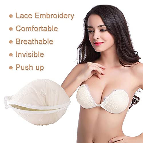 Adhesive Bra Invisible Lifting Bra, Reusable Sticky Push Up Bra, Strapless Backless Bra For Women (White Lace Bra,B) #TOP4