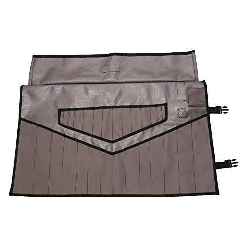 Bull Tools 28 Pockets | Hand Crafted | Heavy Weight Water Proof | 18 Oz. Ballistic Polyester Oxford Canvas | Garage Ready | Metric & Sae | Wrenches And Tools Bag Organizer Roll Up Pouch | Grey | #TOP30