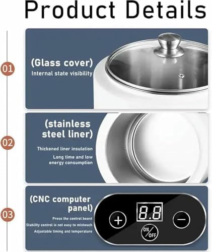 Automatic Yogurt Maker - 400W Electric Fermentation Machine with Time & Temperature Control - White Yogurt Incubator for Homemade Probiotic Yogurt, Easy to Use & Clean