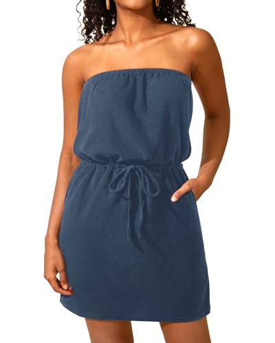 Pinup Fashion Bathing Suit Cover Up Women Navy Blue...