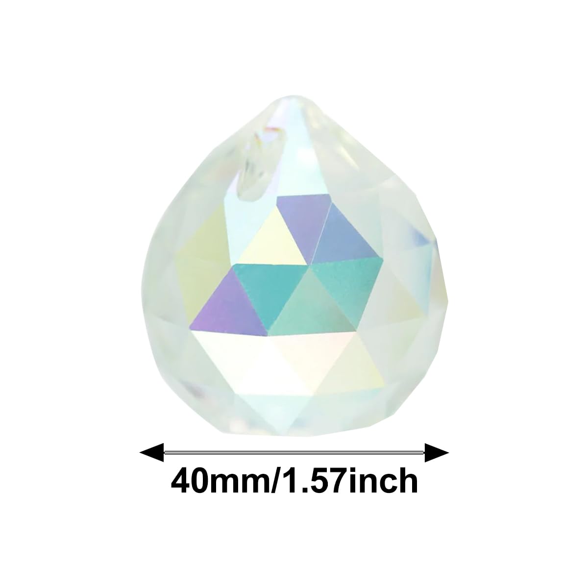 Queenbox 1.5in Glass Crystal Faceted Ball with Hole, Prism Sun Shine Catcher Rainbow DIY Pendant for Wedding Party Feng Shui Lamp, AB