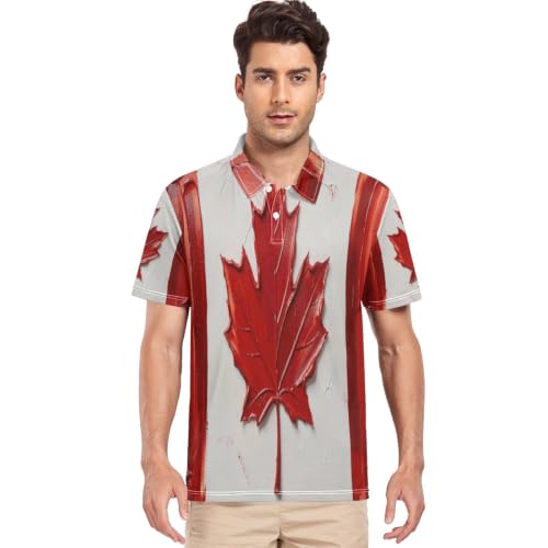 Polo extensible pour homme motif Canada à effet peinture à l'huile