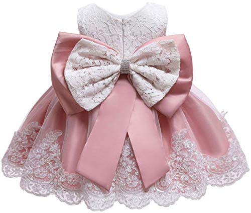 Jup'elle Baby Girls Party Dresses Birthday Wedding Little Flower Girl Formal Dress Bowknot Baptism Tutu Pink Dress For Babies 12 Months #TOP6