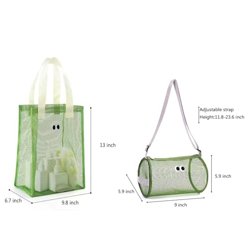 2 Pack Mesh Beach Tote Bag and Crossbody Satchel Shoulder Bag for Gym Training2