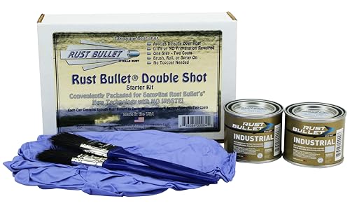 RUST BULLET Industrial - Metallic Gray - Double Shot (2) 4 Oz Kit - Rust Preventative Coating for Industrial, Marine, Home and Farm Projects, Chip and UV Resistant, Durable Finish