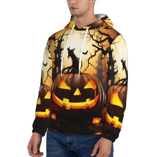 Men's Fleece Pullover Hoodie Long Sleeve Hooded Halloween pumpkin Sweatshirt Casual Shirts With Pockets3
