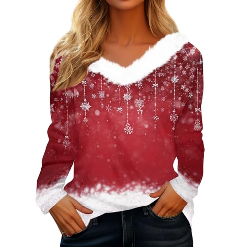 Weihnachtspullover Damen Glitzer Oberteile Damen Große Größen...