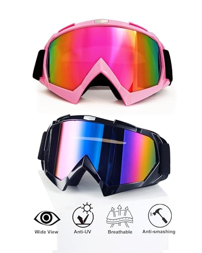 Image of 2Pcs Dirt Bike Goggles Motocross Motorcycle ATV Riding Dustproof Windproof Off Road Racing MX Four Wheeler Goggles