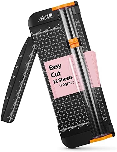 ArtAt A4 Paper Cutter Guillotine:12 Inch Straight Cutting Paper Trimmer  Scrapbooking Tool with Automatic Security Blades for Cut Craft Paper Card  ...