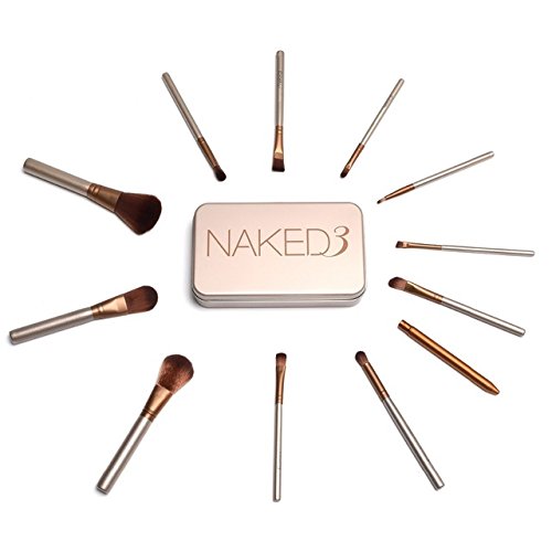 NAKED 3 NEW PACK Professional 12pcs Wood Handle Eye Shadow Cosmestics Makeup Brushes Tool Set with Bag NK3