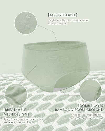 Image of BAMBOO COOL Womens Underwear Breathable Mesh Moisture-Wicking Briefs, Soft & Lightweight Panties